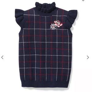 Janie and Jack marine windowpane embroidered sweater/vest sz 8